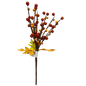Two Tone Orange Berry Spray  With Autumn Leaves 10  Inch