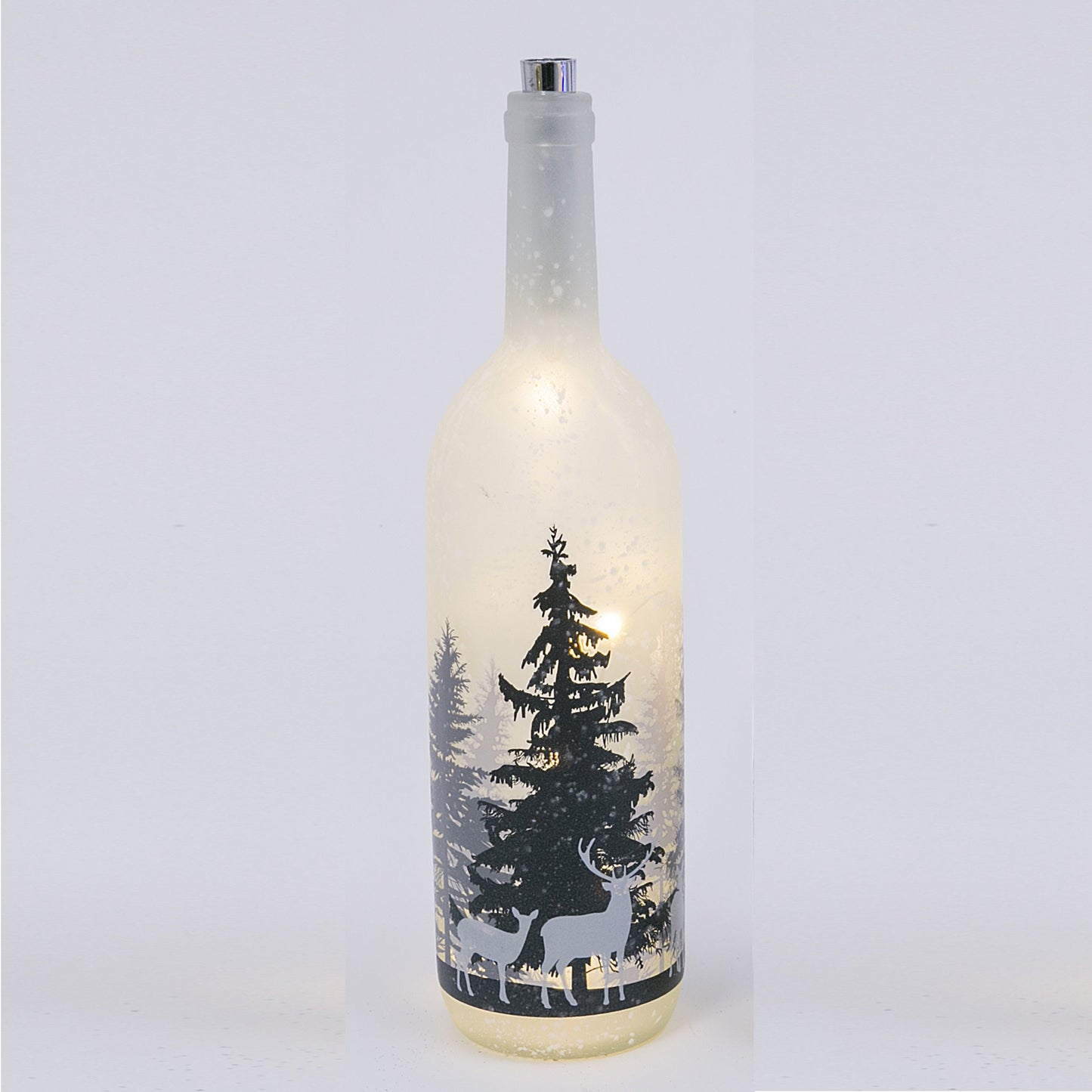 Lighted Winter Forest Bottle - Thick Trees