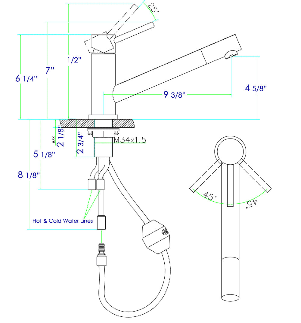 ALFI brand AB2025 Pull Out Single Hole Kitchen Faucet