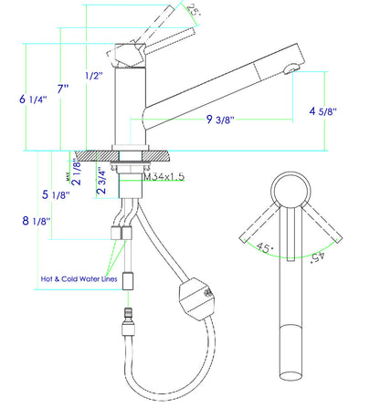 ALFI brand AB2025 Pull Out Single Hole Kitchen Faucet