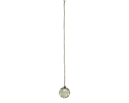Micro LED Lighted Glass Ball Ornament - Green with Warm White Lights