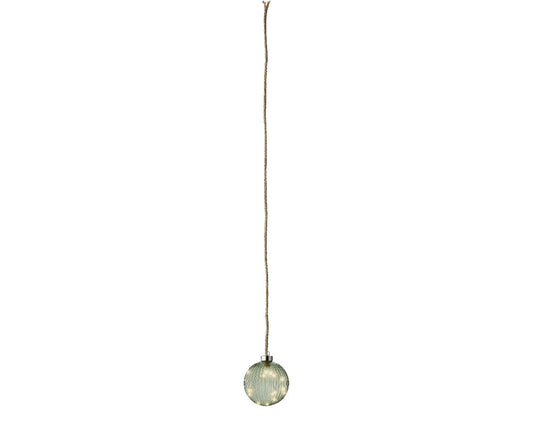 Micro LED Lighted Glass Ball Ornament - Green with Warm White Lights