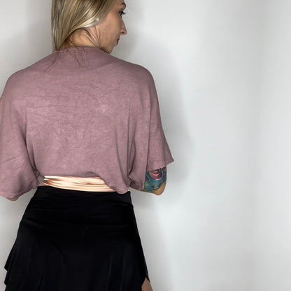 Luxe Cropped Sweater Knit Wrap Top Ballet Warm Up - Sugar Plum