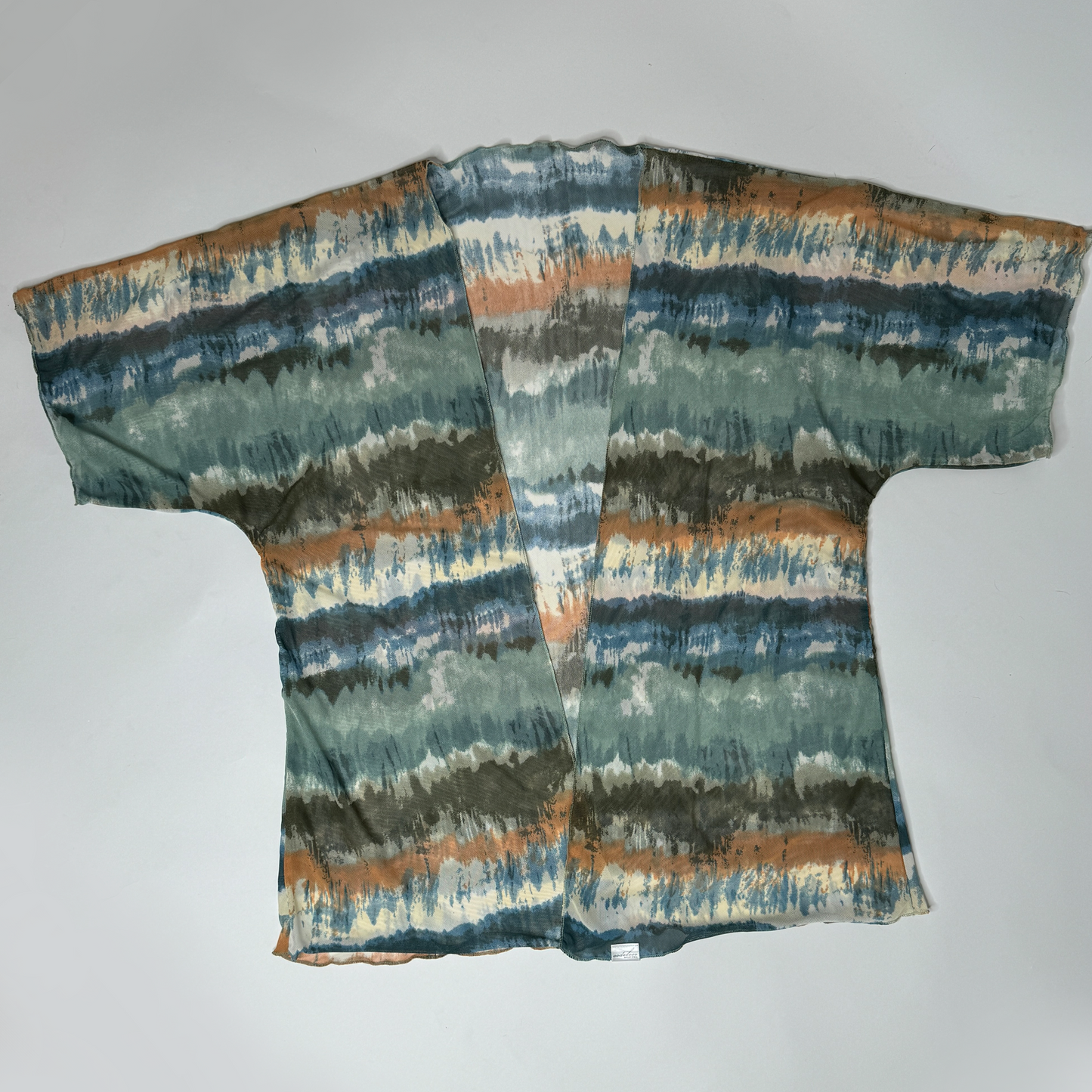 Sheer Tie Dye Mesh Kimono Cover Up