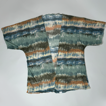 Sheer Tie Dye Mesh Kimono Cover Up