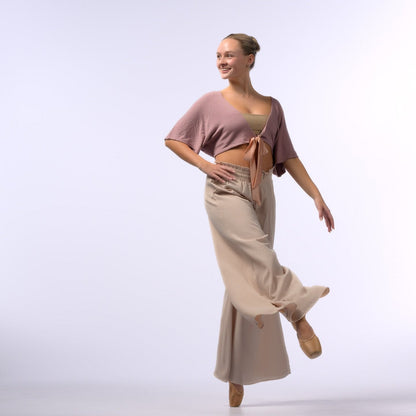 Luxe Cropped Sweater Knit Wrap Top Ballet Warm Up - Sugar Plum