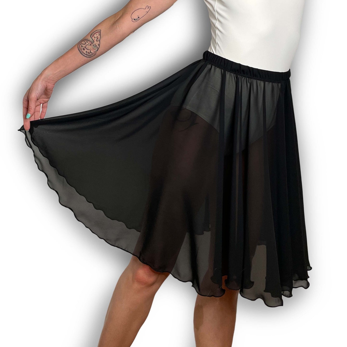 Black Chiffon Ballet Pull On Skirt - Ballet Rehearsal Skirt - Pirouette Skirt
