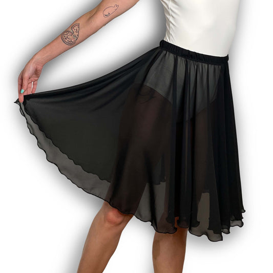 Black Chiffon Ballet Pull On Skirt - Ballet Rehearsal Skirt - Pirouette Skirt