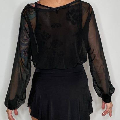 Sheer Mesh Pullover Top / Ballet Warm Up Top / Black Mesh Pullover