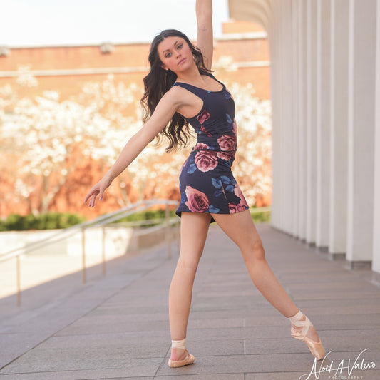 Reversible Bodycon Mini Skirt Navy Blue Floral Print