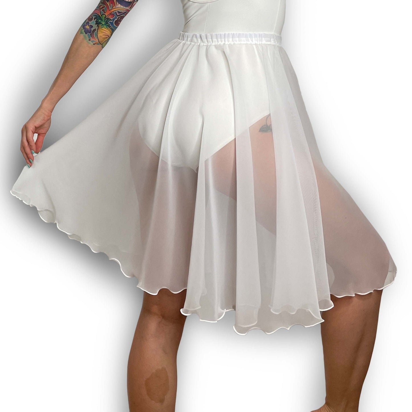 White Chiffon Ballet Pull On Skirt - Ballet Rehearsal Skirt - Pirouette Skirt