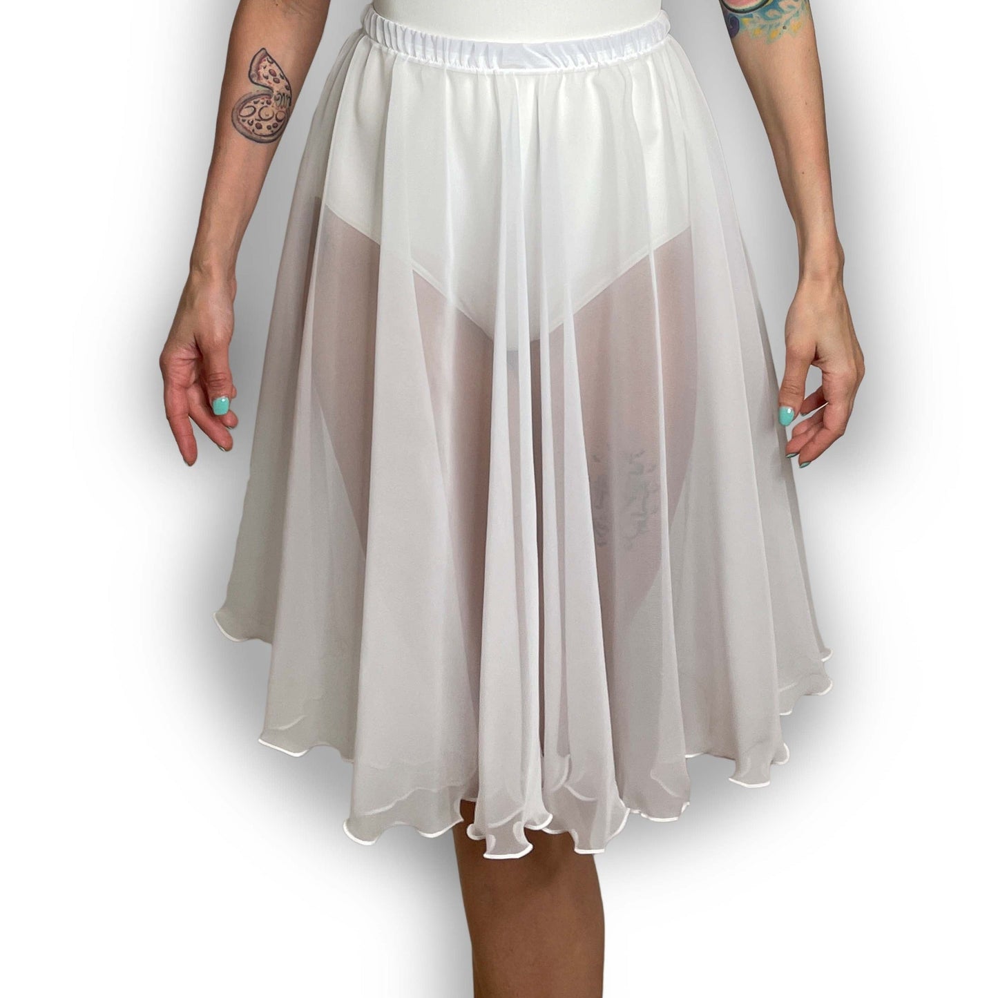White Chiffon Ballet Pull On Skirt - Ballet Rehearsal Skirt - Pirouette Skirt