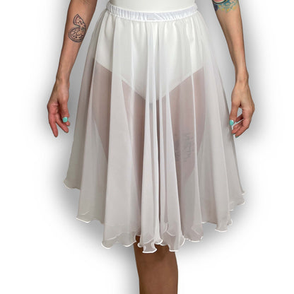 White Chiffon Ballet Pull On Skirt - Ballet Rehearsal Skirt - Pirouette Skirt