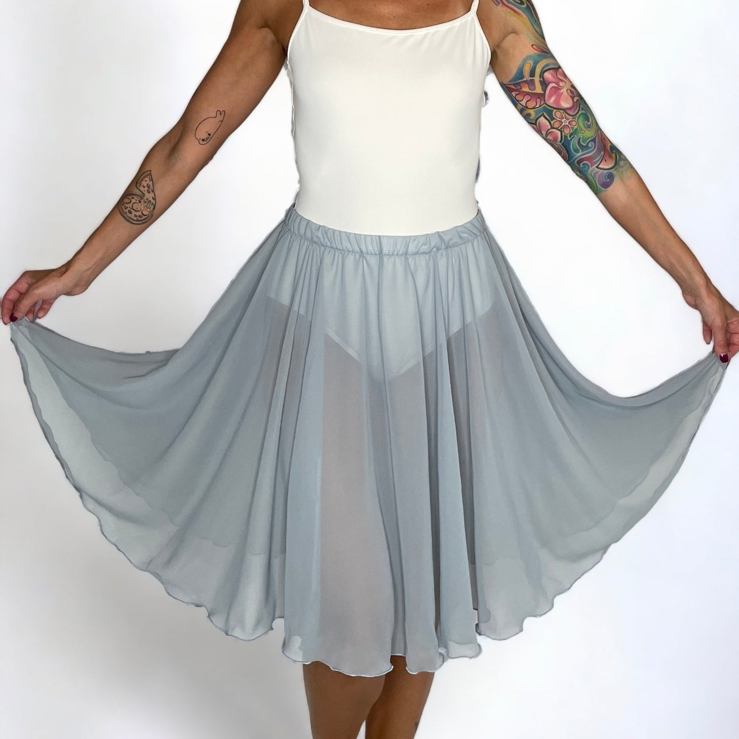 Glacier Blue Chiffon Ballet Pull On Skirt - Ballet Rehearsal Skirt - Pirouette Skirt
