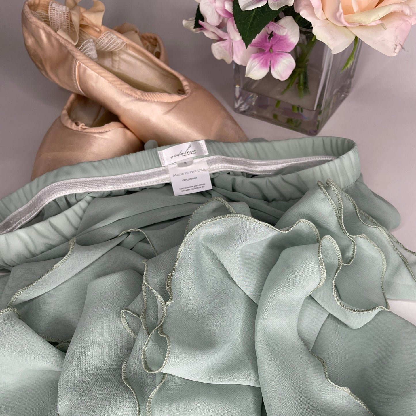 Pistachio Light Green Chiffon Ballet Pull On Skirt - Ballet Rehearsal Skirt - Pirouette Skirt