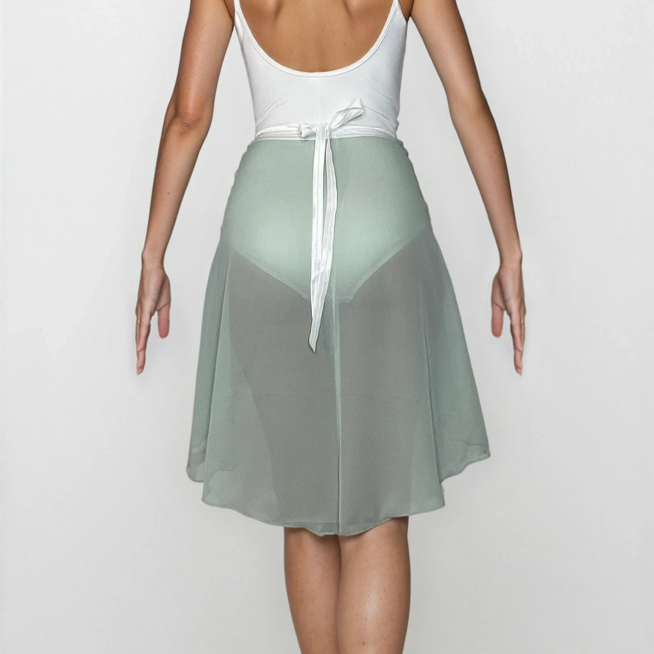 Pistachio Light Green Chiffon Ballet Wrap Skirt - Contemporary