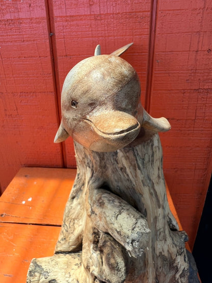 Wood Dolphin On Root Base-2 Sizes