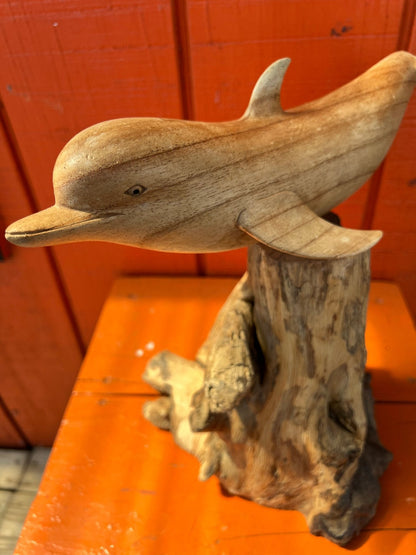 Wood Dolphin On Root Base-2 Sizes