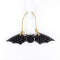 Halloween Wooden Bat Ornament – Rustic Black Polka Dot Hanging Decor 6.75"