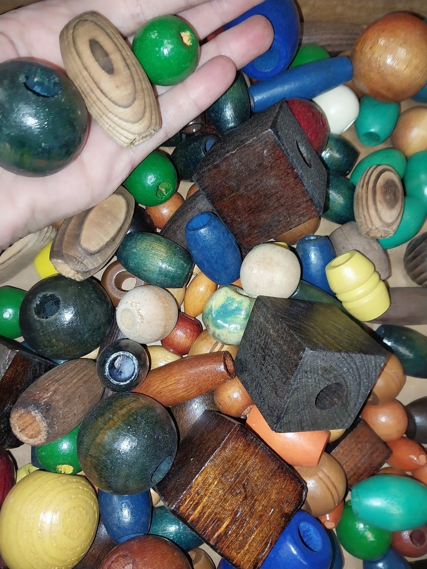Wooden Crafting Bead Mixture – Varied Sizes, Colors, and Textures (Random Pick)