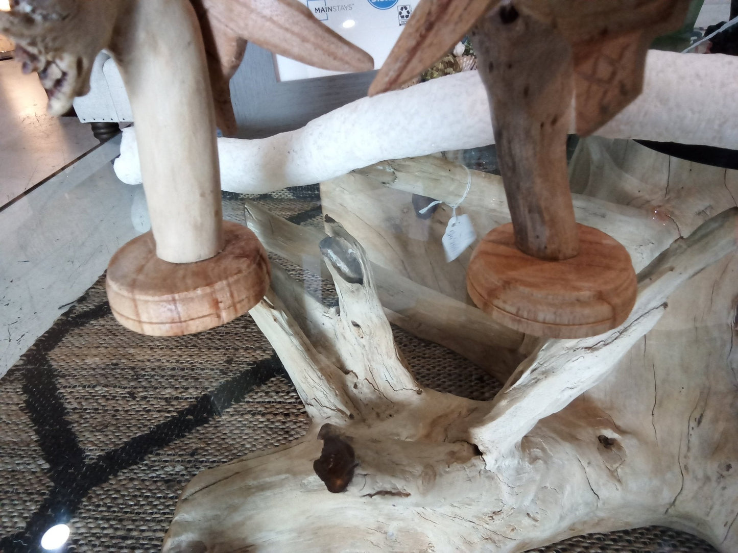 Wooden Double Small Turtle Sculpture Coastal Home Decor