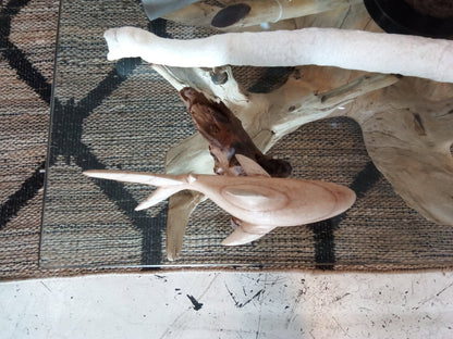 Wooden Single Shark Sculpture
