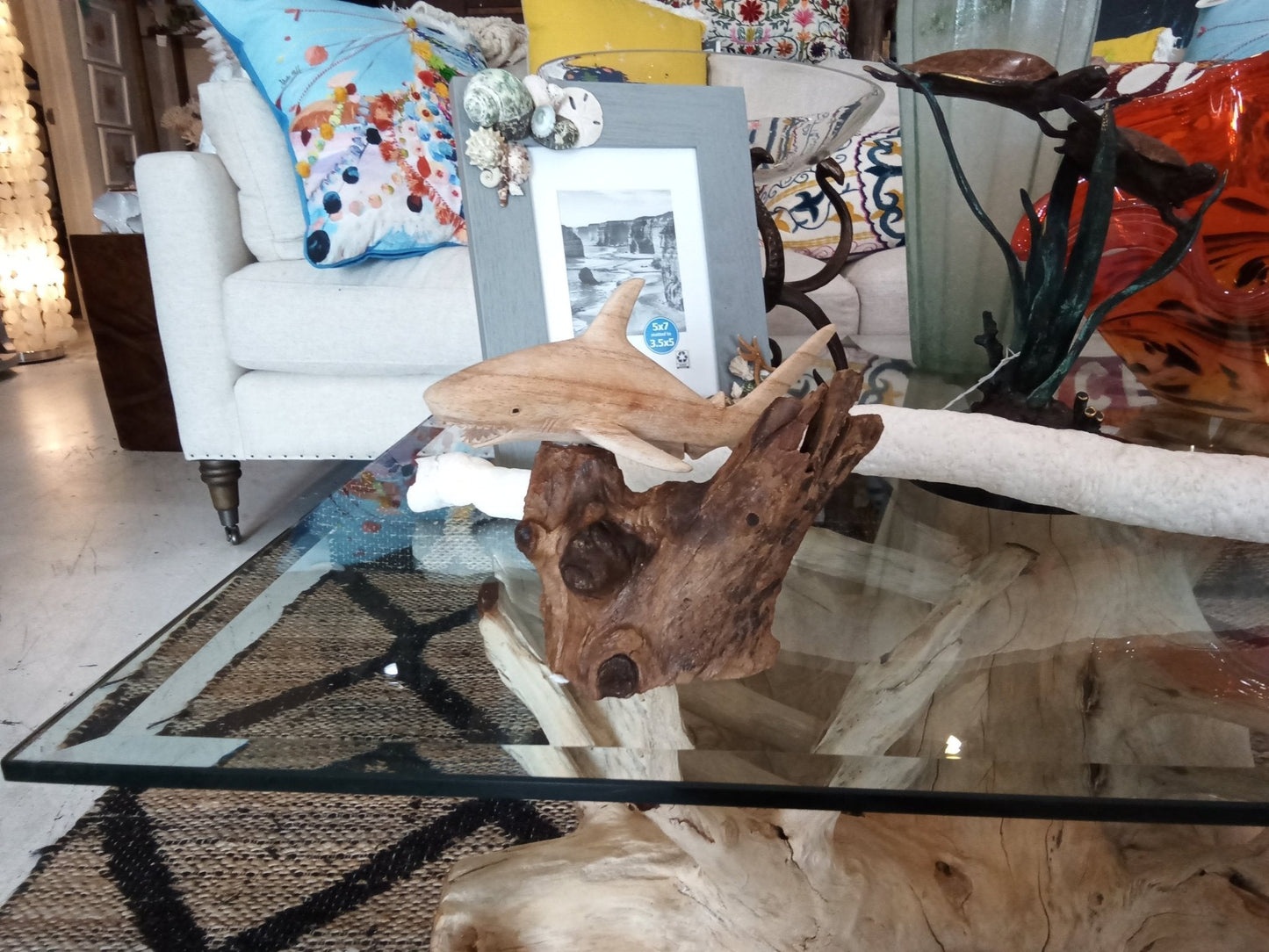 Wooden Single Shark Sculpture