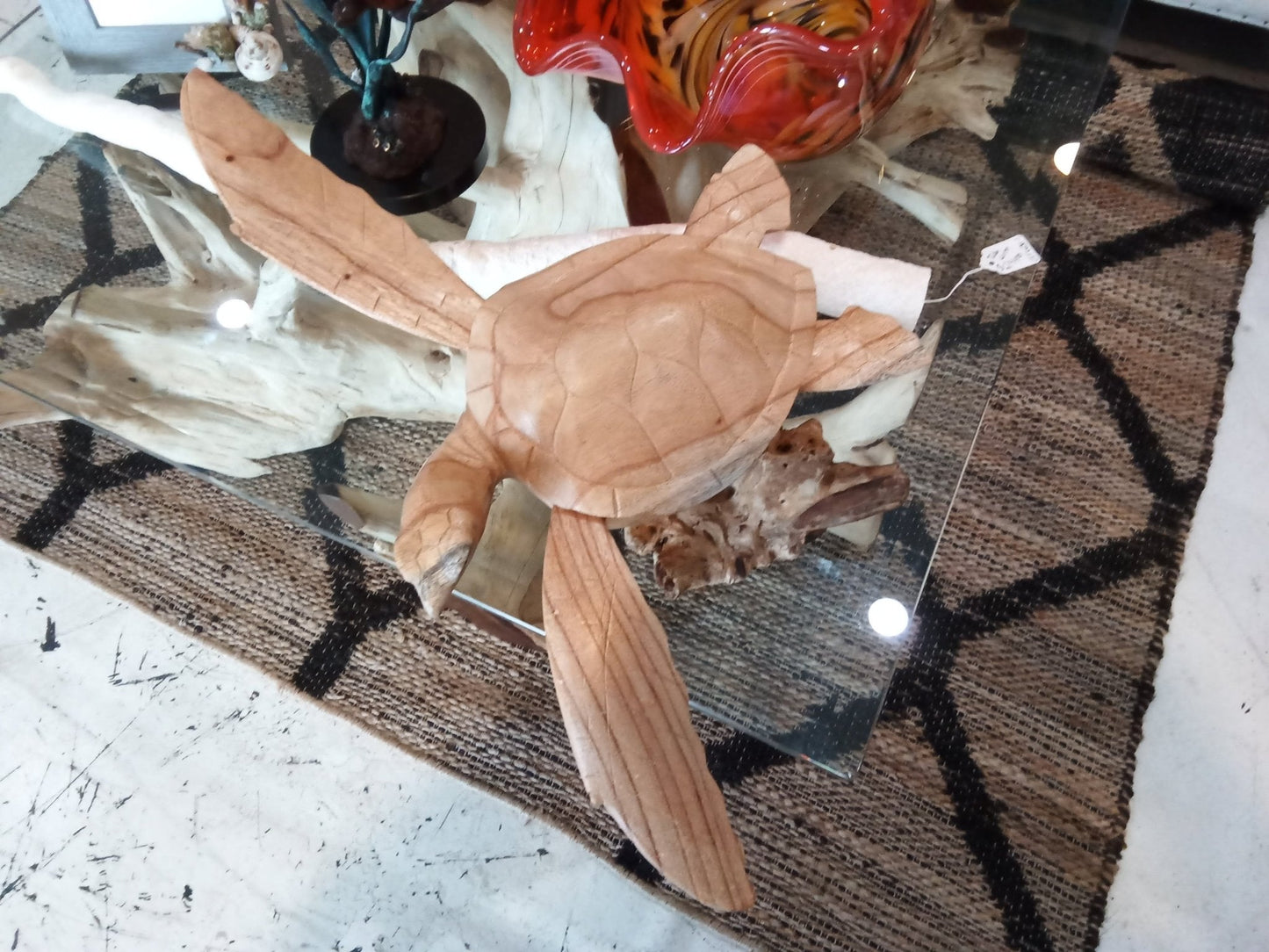 Wooden Single Turtle Sculpture