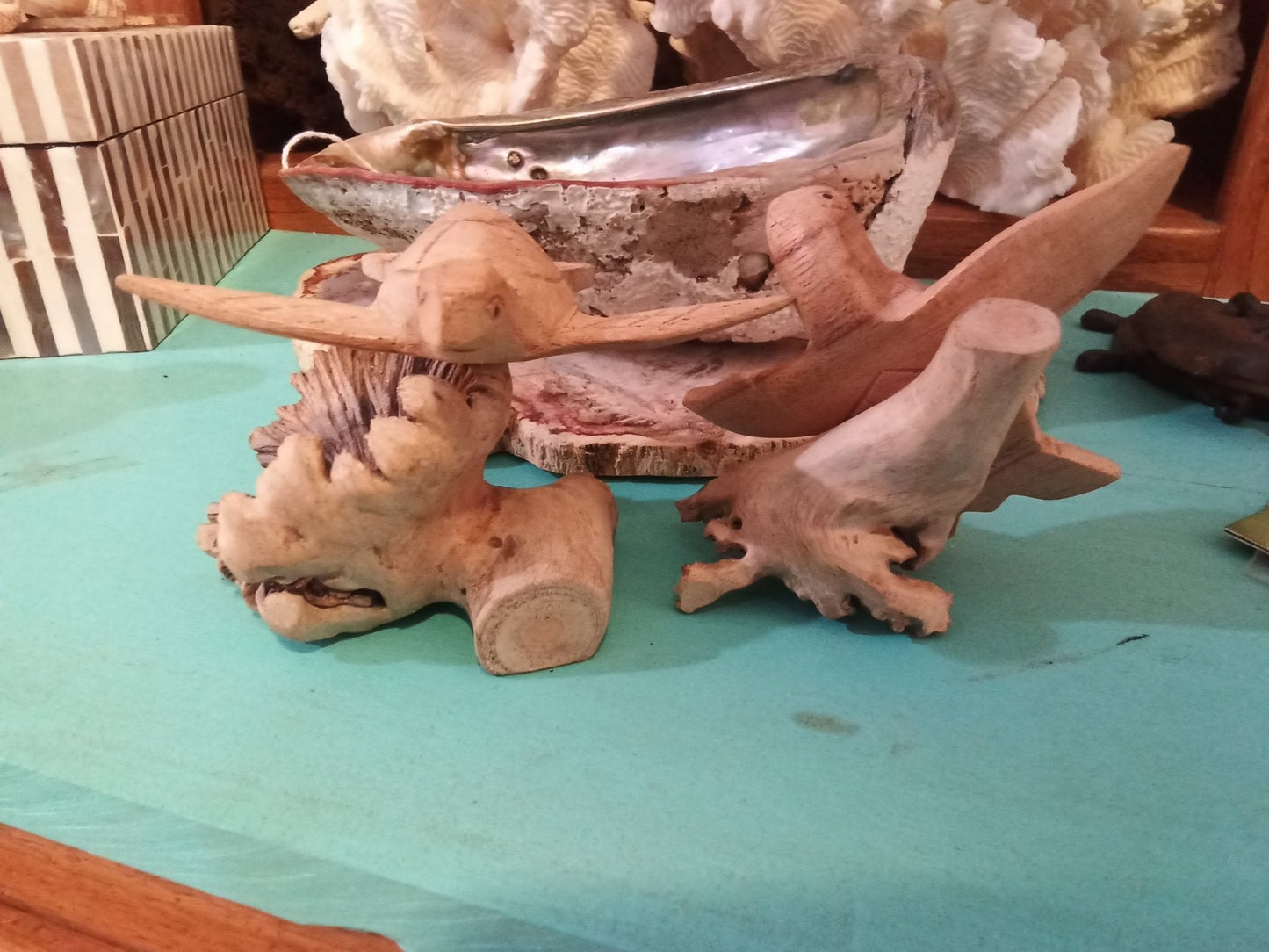 Wooden Single Turtle Sculpture
