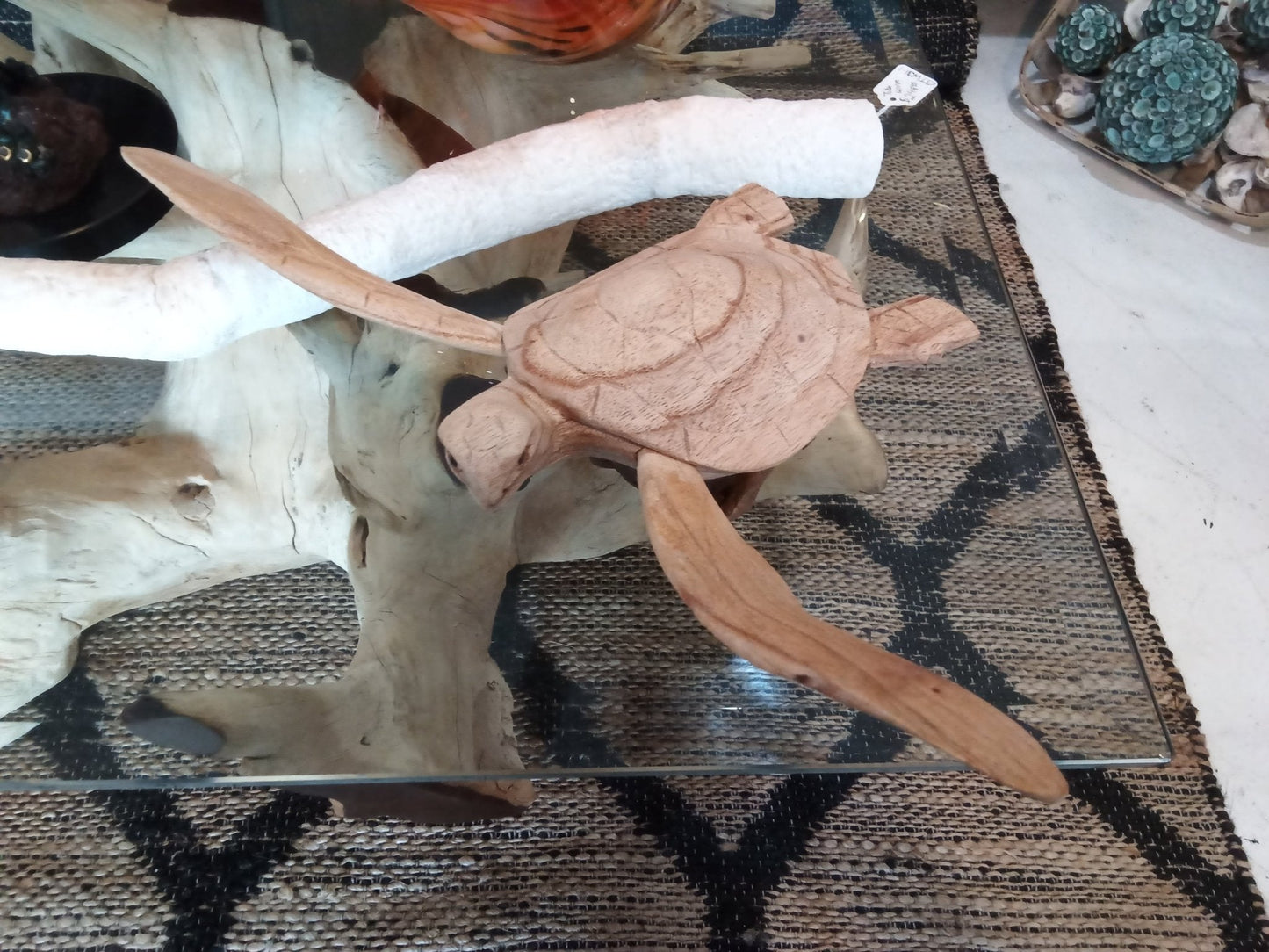 Wooden Single Turtle Sculpture