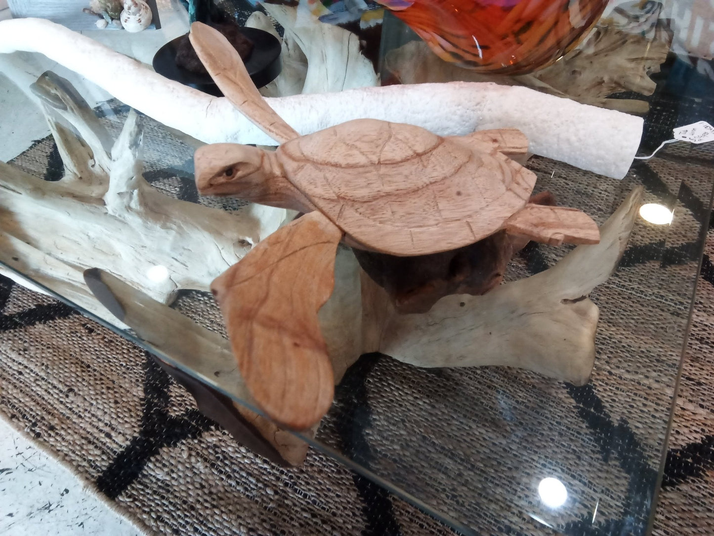 Wooden Single Turtle Sculpture