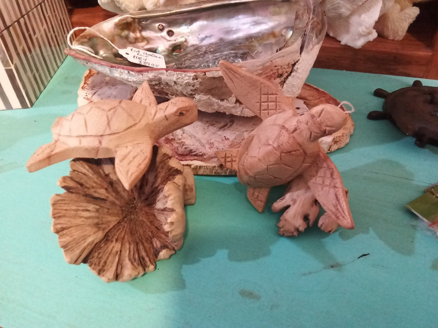 Wooden Single Turtle Sculpture