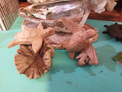 Wooden Single Turtle Sculpture