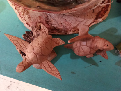 Wooden Single Turtle Sculpture
