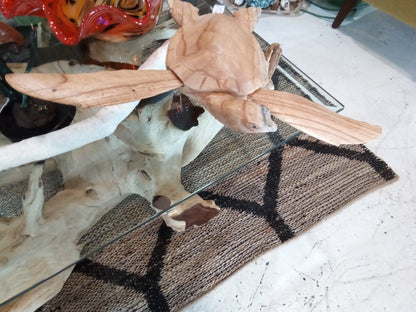 Wooden Single Turtle Sculpture