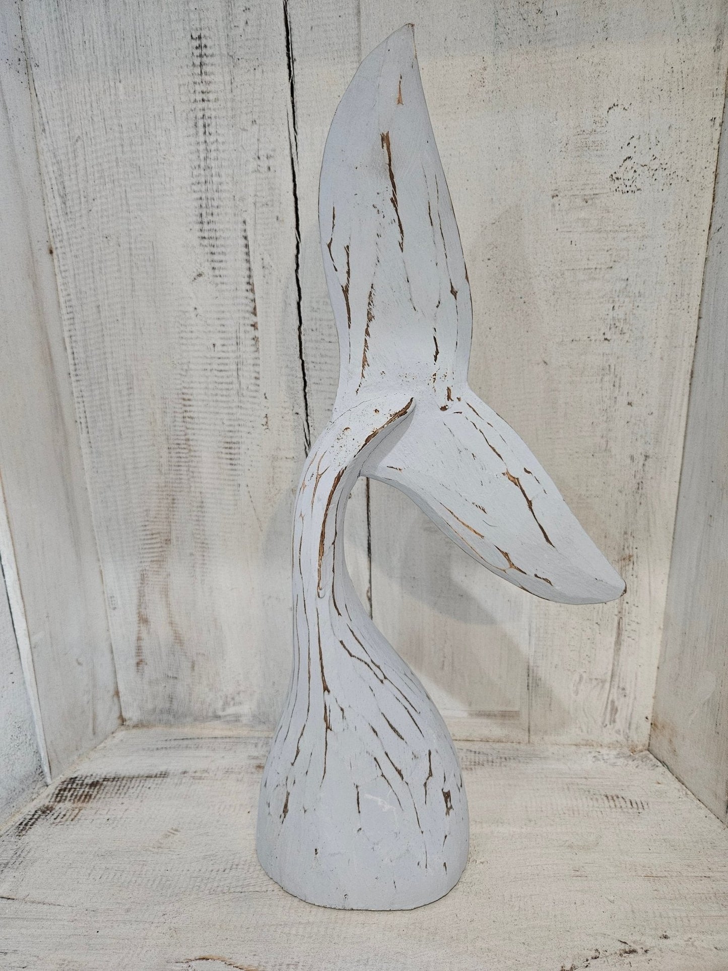 Wooden Whale Tails Tabletop Coastal Decor – 4 Colors Available (14.75" x 6")