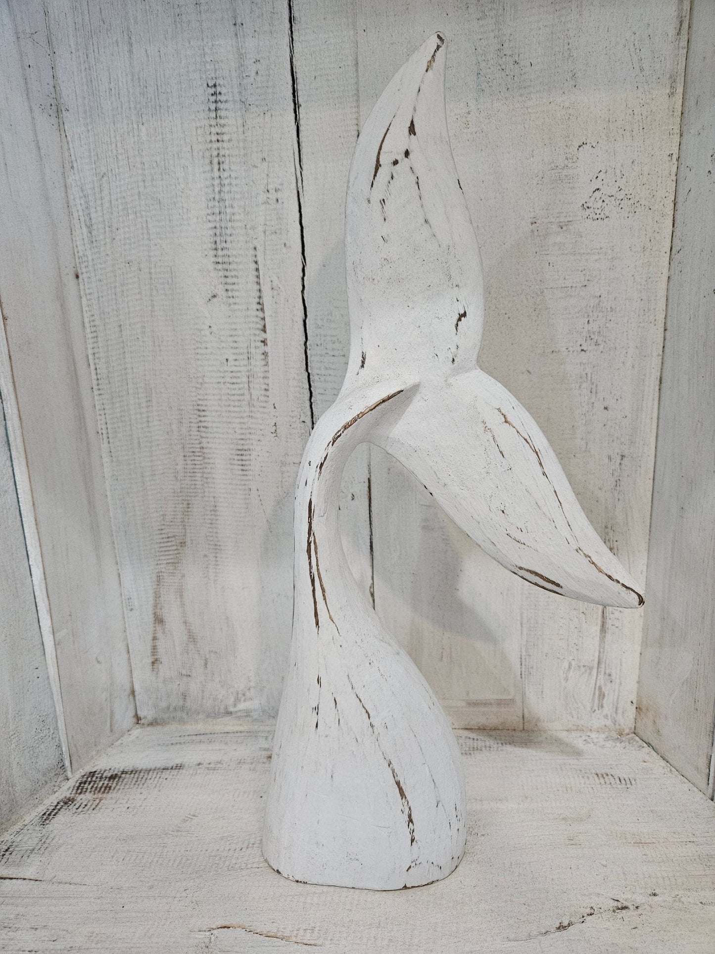 Wooden Whale Tails Tabletop Coastal Decor – 4 Colors Available (14.75" x 6")