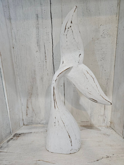 Wooden Whale Tails Tabletop Coastal Decor – 4 Colors Available (14.75" x 6")