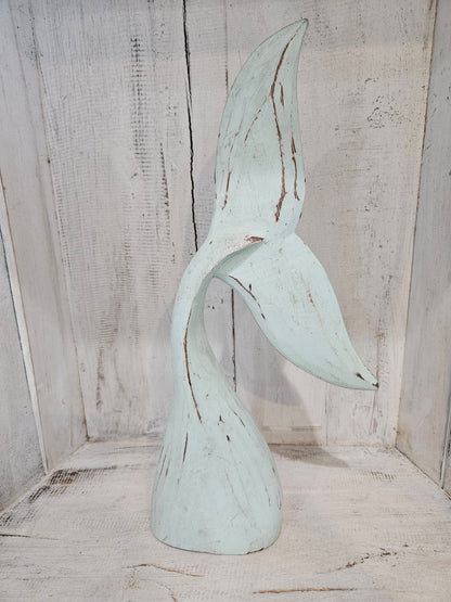 Wooden Whale Tails Tabletop Coastal Decor – 4 Colors Available (14.75" x 6")