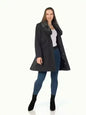 Wool Blend Faux Fur Collar Midi Coat