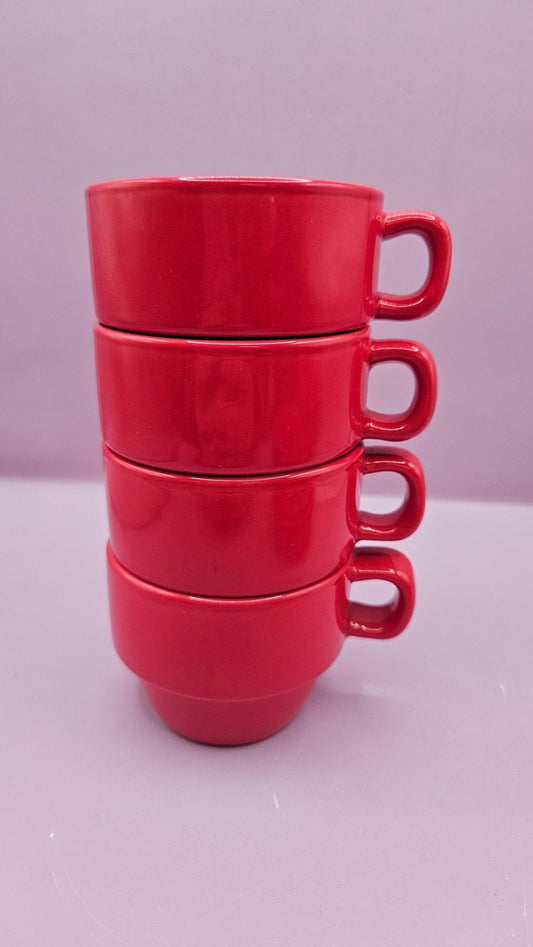 World Market Mini Espresso Tea Cup & Saucer Set – Red, Set of 4