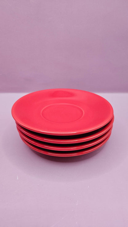 World Market Mini Espresso Tea Cup & Saucer Set – Red, Set of 4