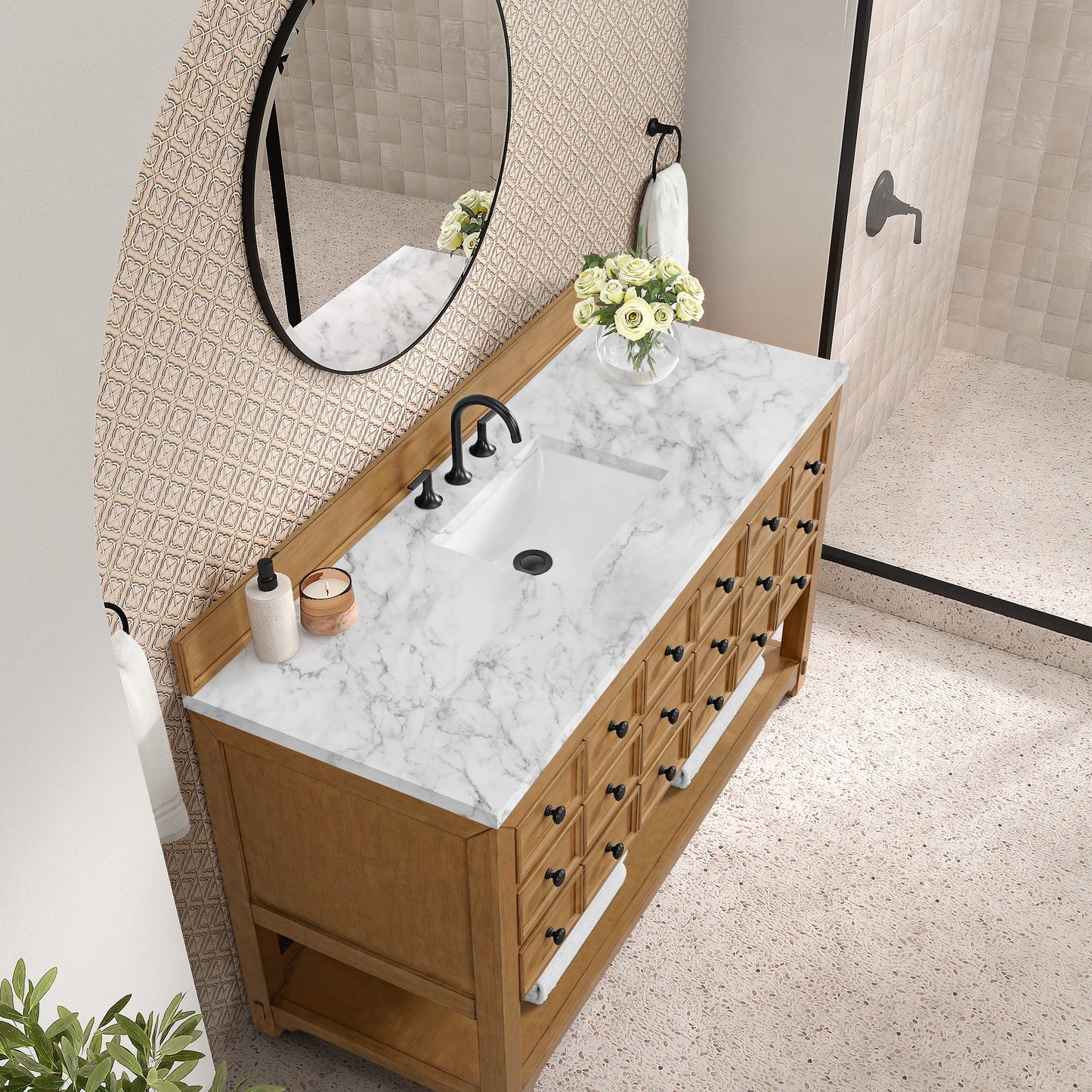 Malibu 60" Single Vanity Cabinet, Amber Birch