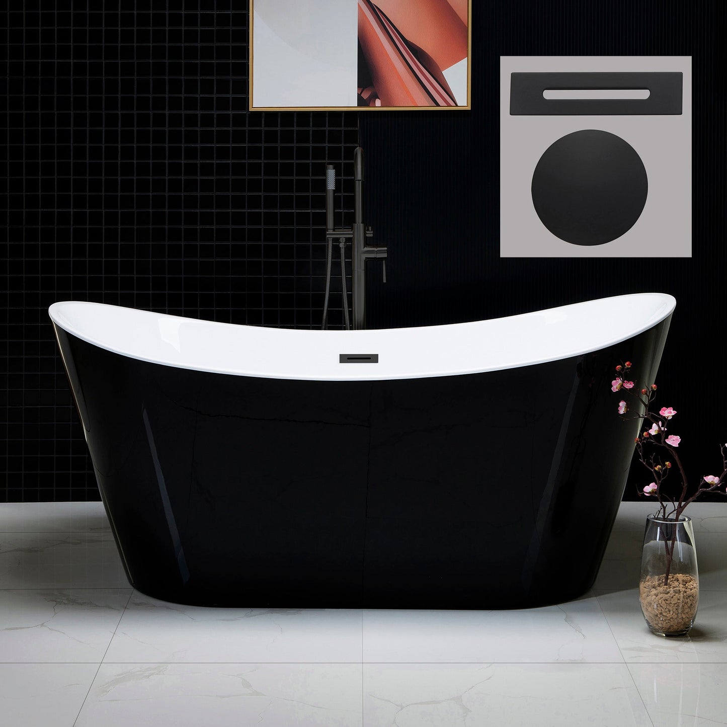 WOODBRIDGE B-1815 67" Acrylic Freestanding Bathtub Contemporary Soaking Tub