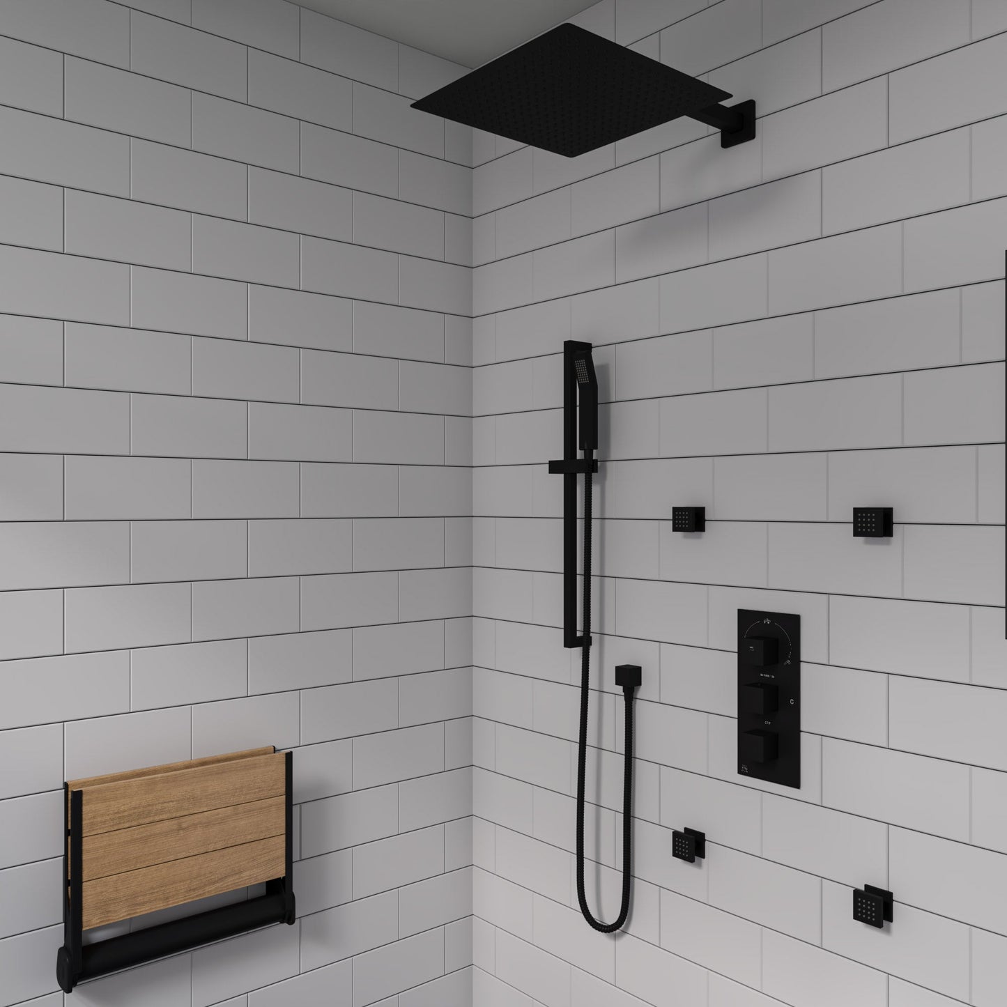 ALFI brand RAIN16S 16" Square Ultra-Thin Rain Shower Head