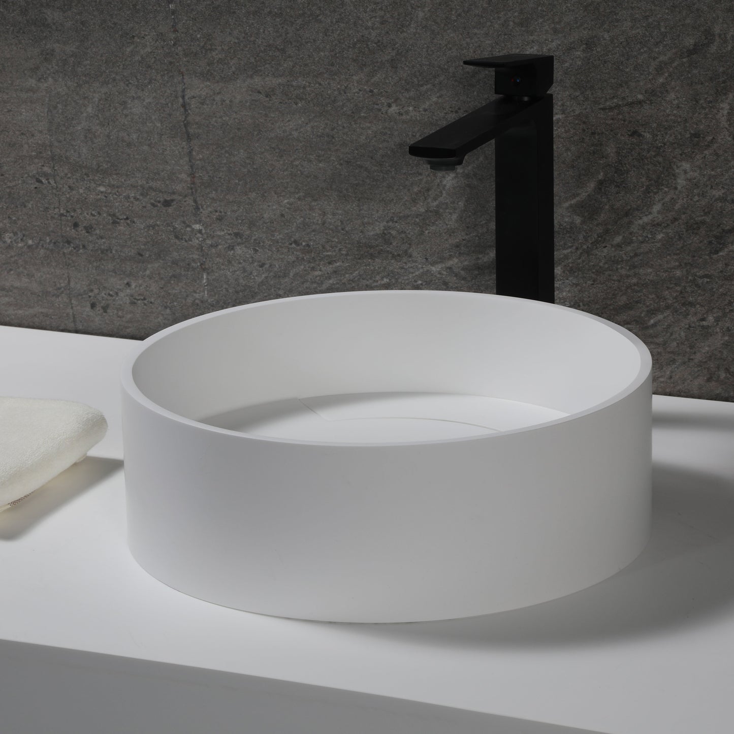ALFI brand  ABRS15R 15" Round White Matte Solid Surface Resin Sink