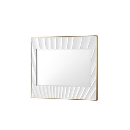 Soleil 36" Mirror, Matte White with Gold