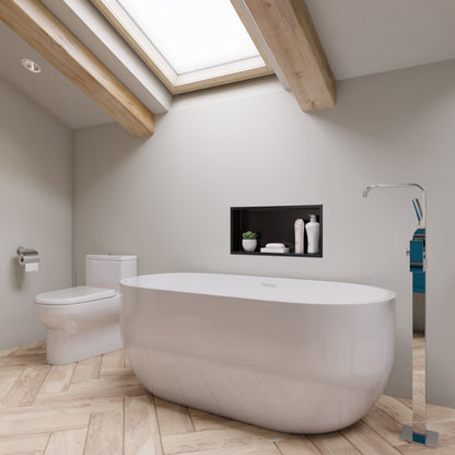 ALFI brand  AB8838 59 inch White Oval Acrylic Free Standing Soaking Bathtub