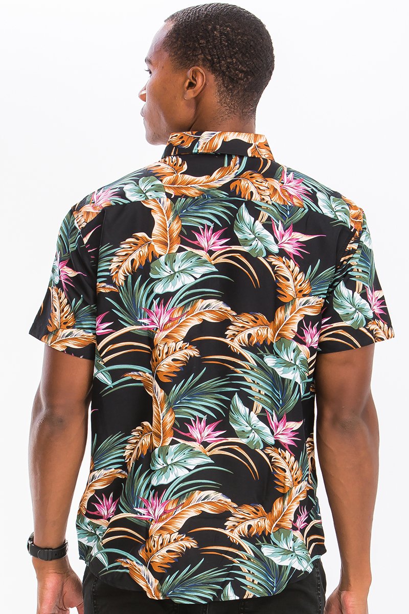 Hawaiian Print Button Down Shirt