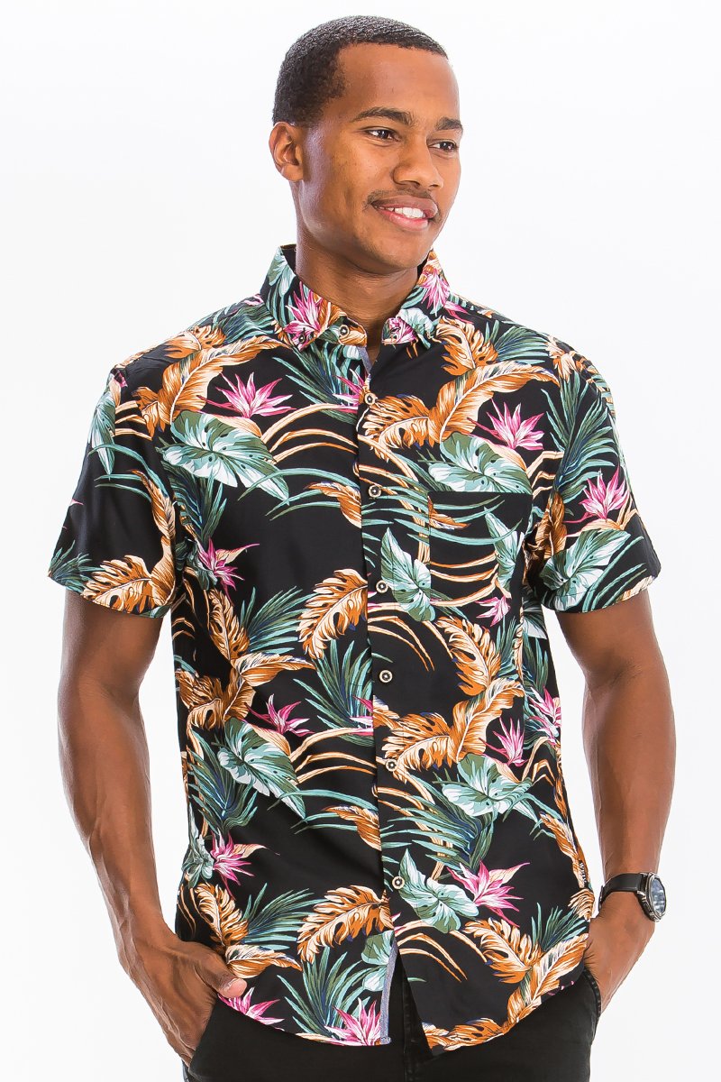 Hawaiian Print Button Down Shirt